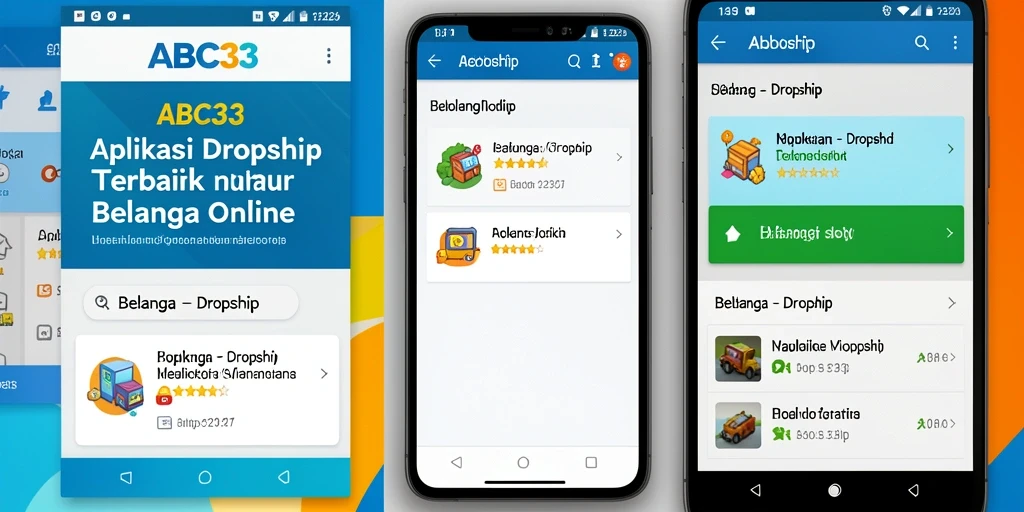 Antarmuka aplikasi ABC33 yang mudah digunakan untuk dropship.