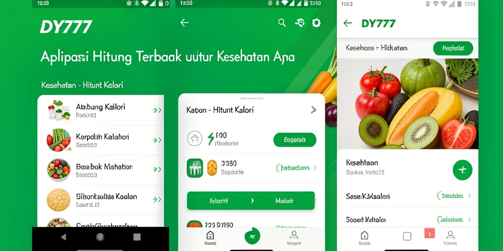 Screenshot DY777 menampilkan antarmuka sederhana untuk menghitung kalori.