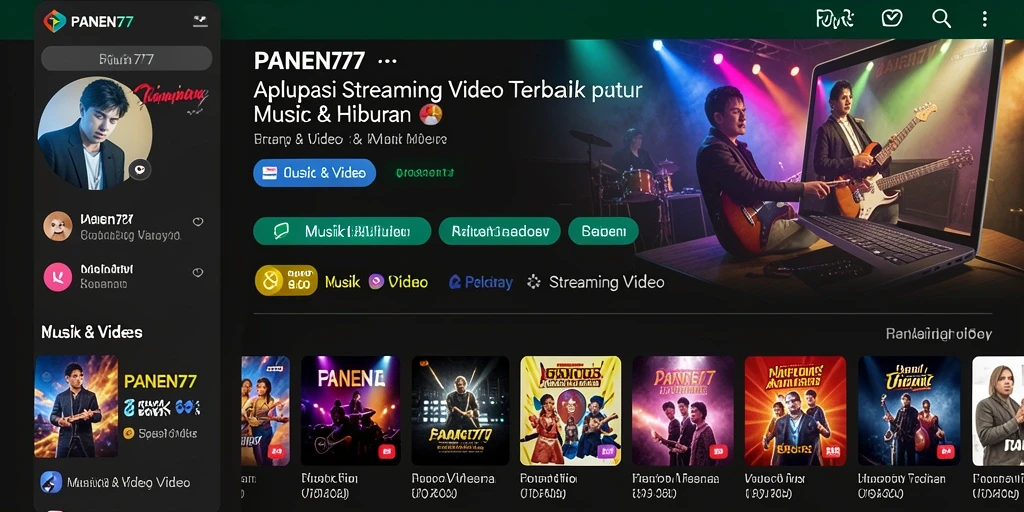 Tampilan antarmuka utama PANEN77 dengan opsi streaming video yang menarik.