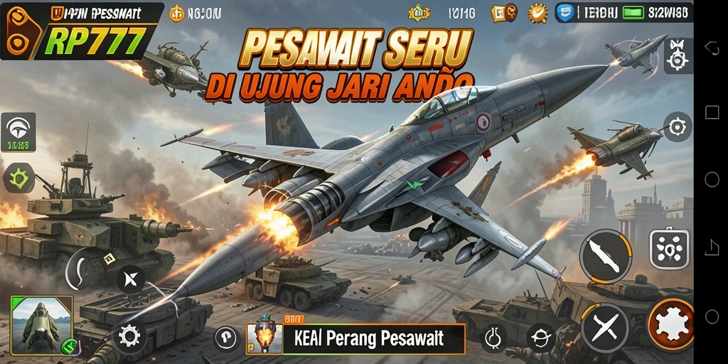 Antarmuka game Perang Pesawat yang menarik dan interaktif.