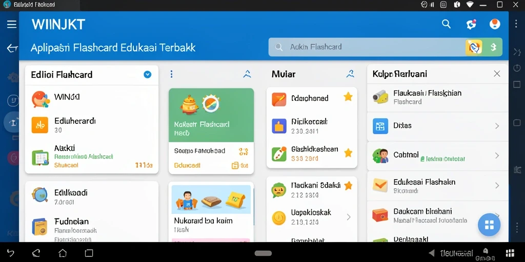 Antarmuka aplikasi <strong>WINJKT</strong> yang menarik untuk belajar Flashcard.